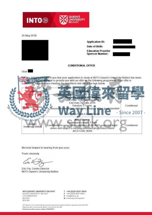 英國貝爾法斯特女王大學金融碩士預科