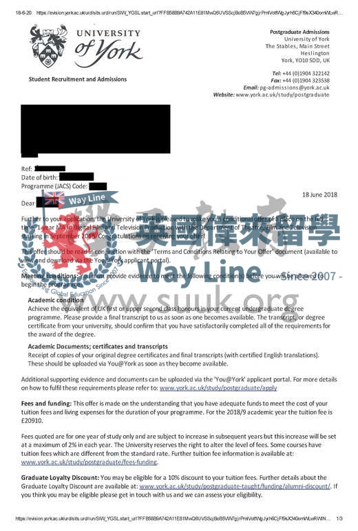 英國約克大學數字影視製作碩士