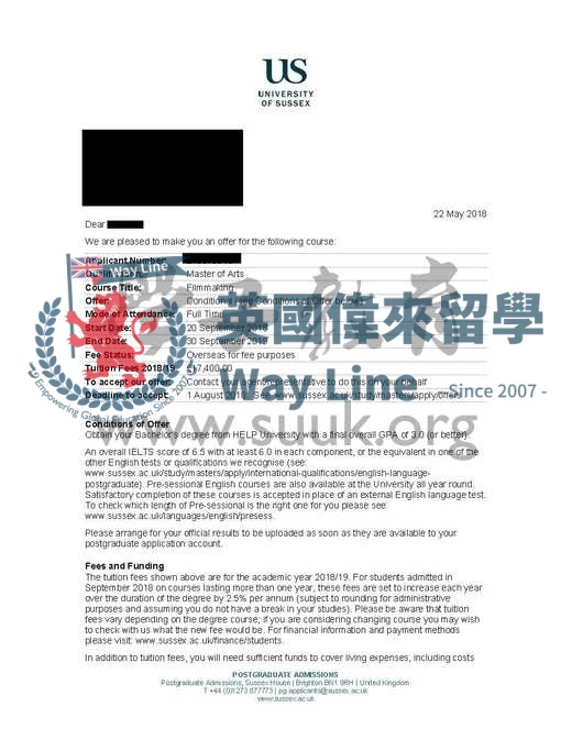 英國薩塞克斯大學電影製作碩士