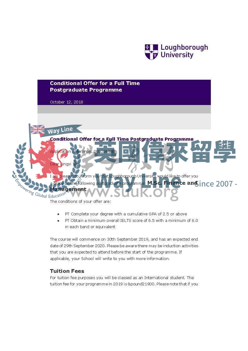 英國拉夫堡大學金融和管理碩士