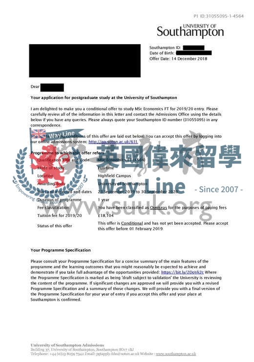 英國南安普頓大學經濟學碩士