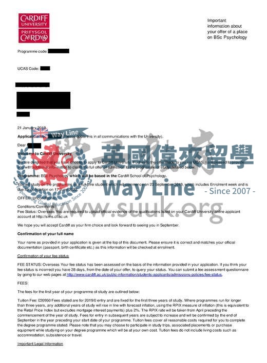 英國卡迪夫大學心理學本科