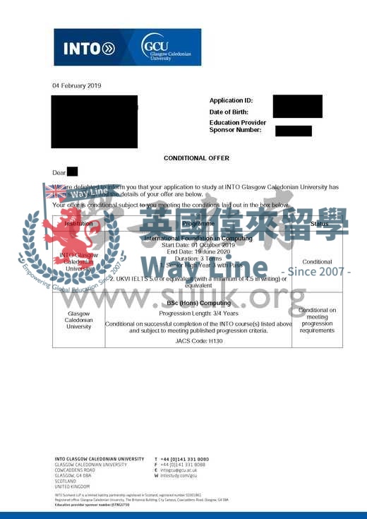 英國格拉斯哥卡利多尼亞大學計算機本科預科