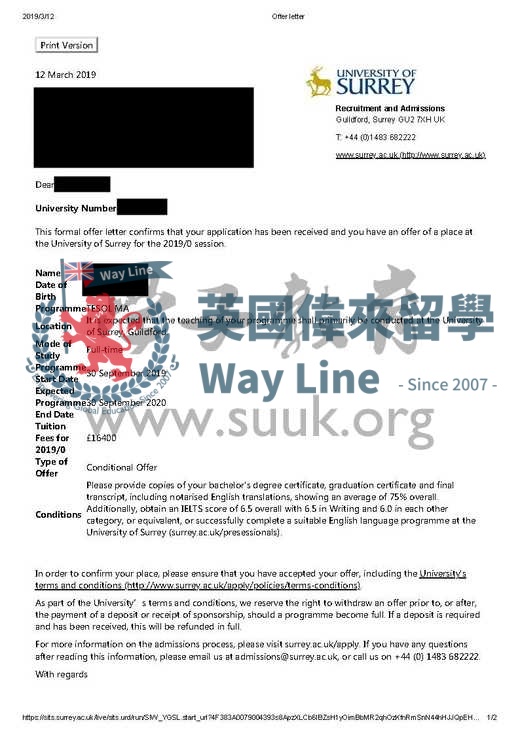 英國薩里大學TESOL碩士