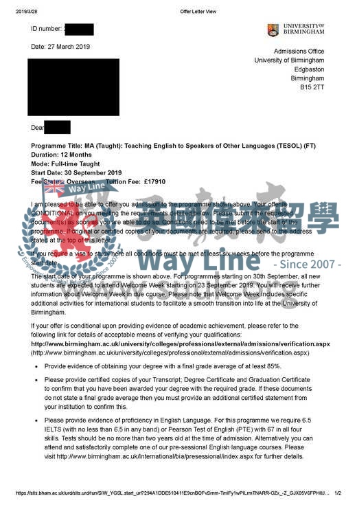 英國伯明翰大學TESOL碩士
