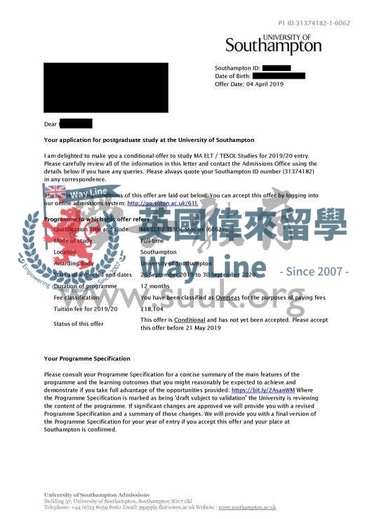 英國南安普頓大學TESOL學習碩士