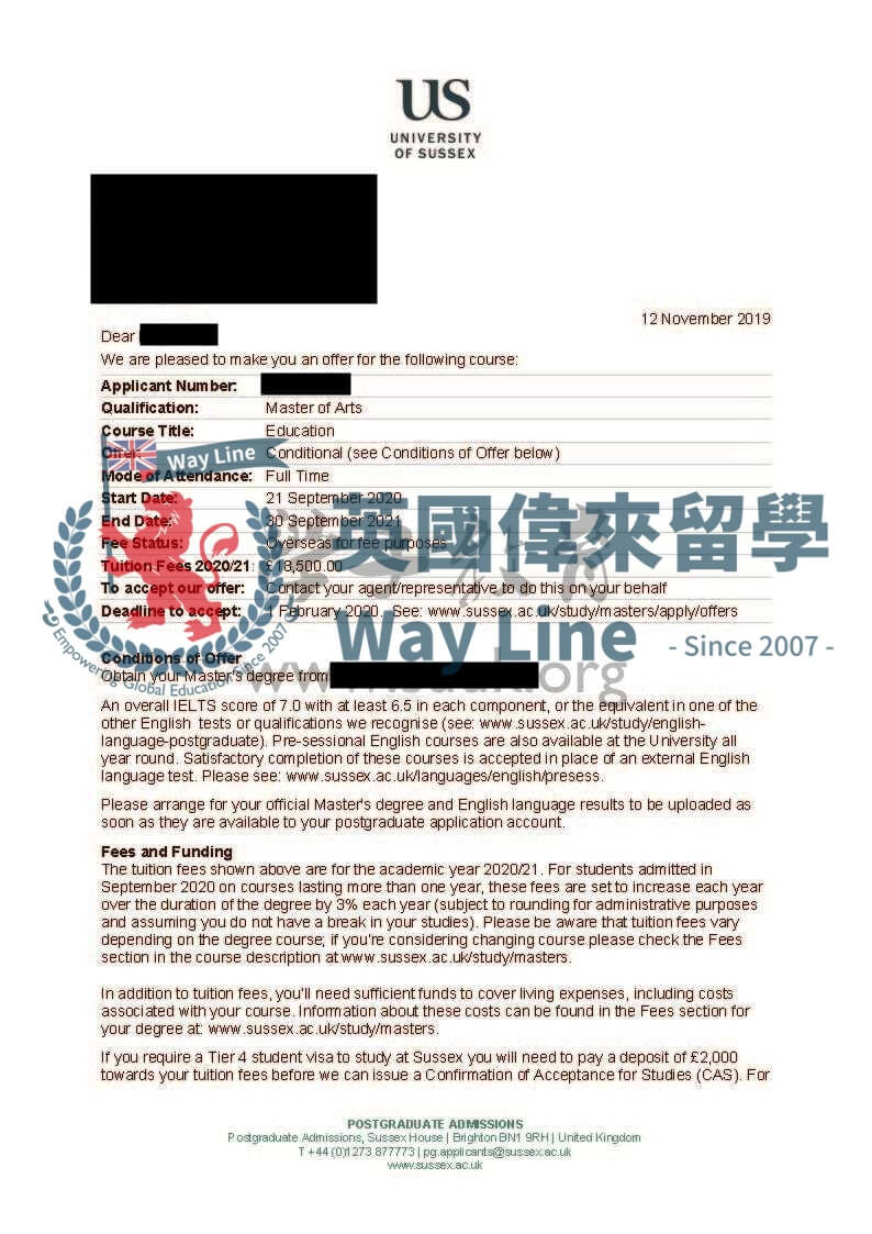 英國薩塞克斯大學教育學碩士