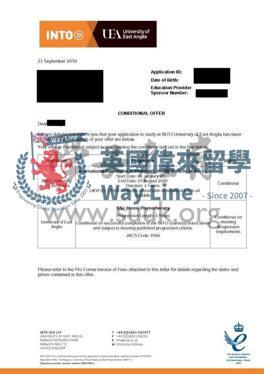 英國東英格利亞大學理療本科+預科