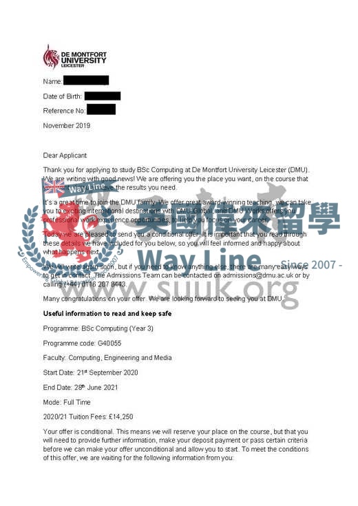 英國德蒙福特大學計算機本科第三年