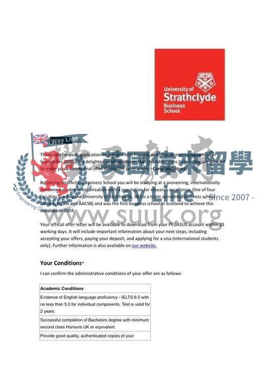 英國思克萊德大學金融&管理碩士