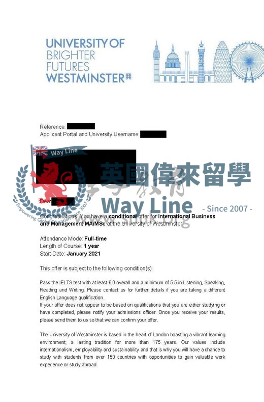 英國威斯敏斯特大學國際商務與管理碩士