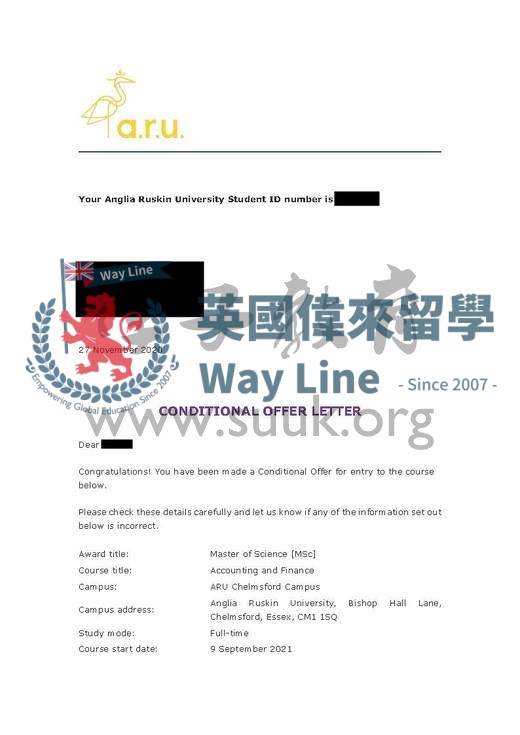 英國安格利亞魯斯金大學會計與金融碩士