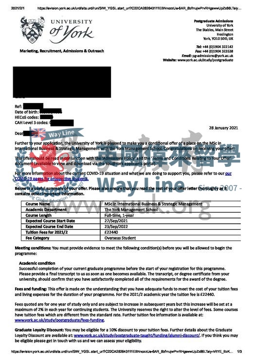 英國約克大學國際商務與戰略管理碩士