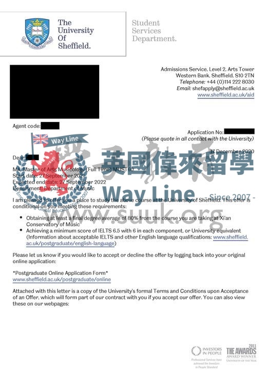 英國謝菲爾德大學音樂學碩士
