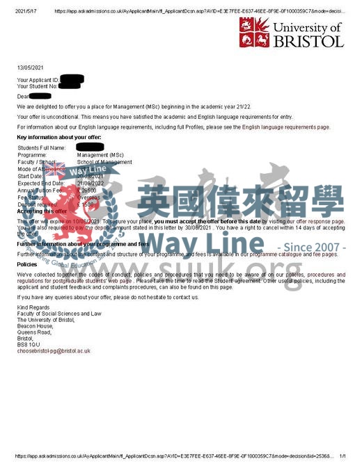 英國布里斯托大學管理學碩士