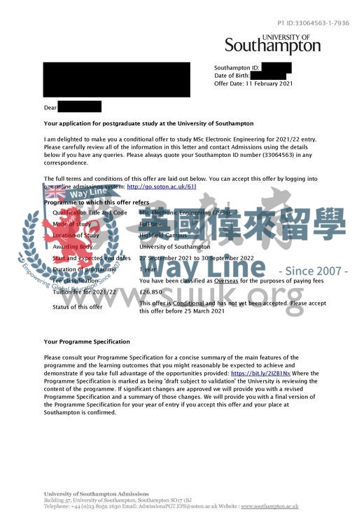 英國南安普頓大學電子工程碩士