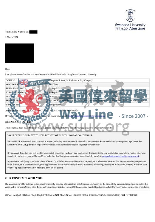 英國斯旺西大學計算機科學碩士預科+碩士