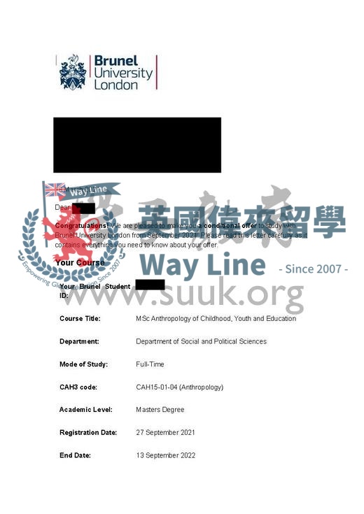 英國布魯內爾大學兒童、青年和教育學碩士