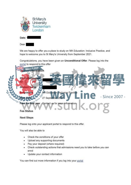 英國聖瑪麗大學教育：包容性實踐碩士