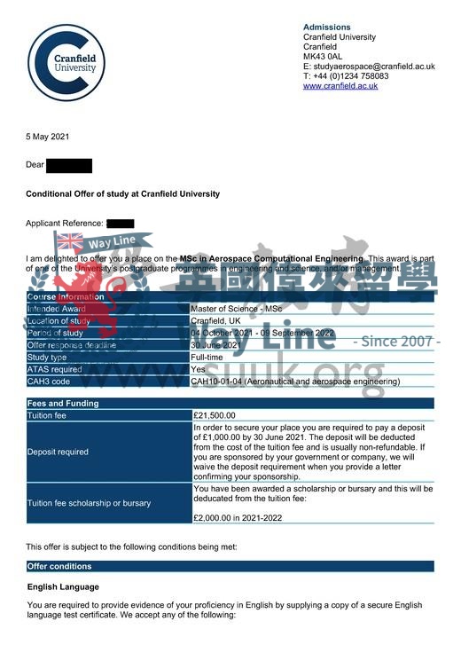英國克蘭菲爾德大學航空航天計算工程碩士