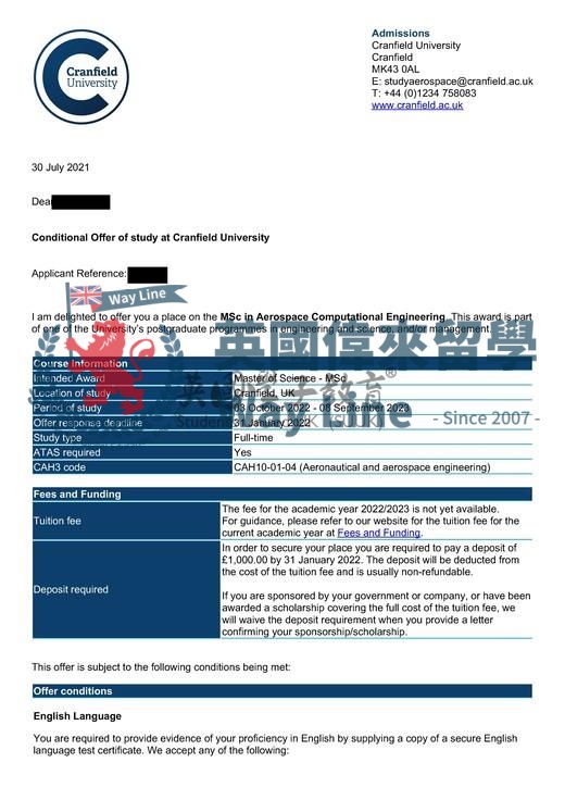英國克蘭菲爾德大學航空航天計算工程碩士