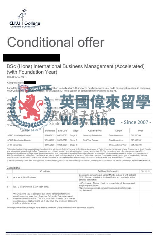 英國安格利亞魯斯金大學國際商務管理本科預科