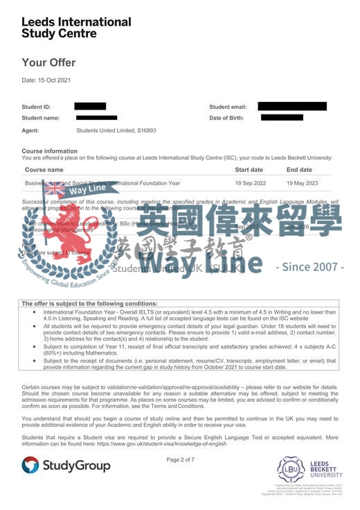 英國利茲貝克特大學安全、健康和環境管理本科預科