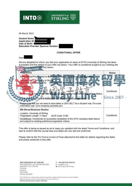 英國斯特林大學商務研究本科預科