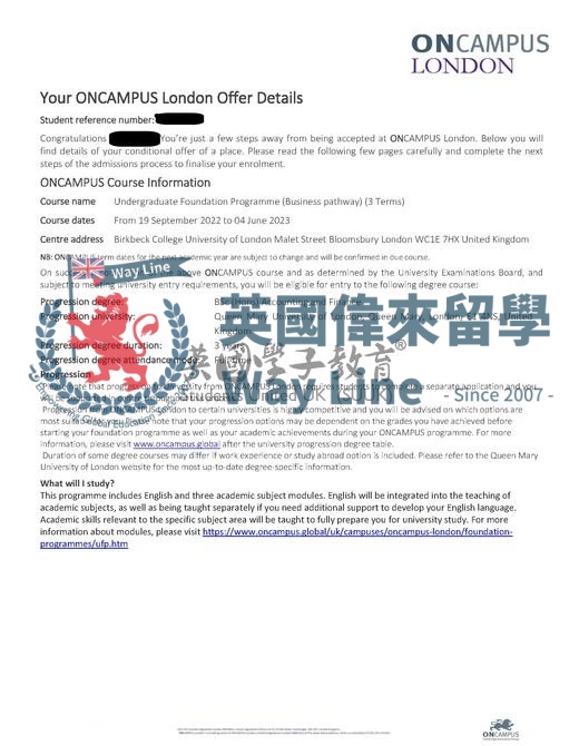 英國倫敦大學瑪麗女王學院會計與金融學士+預科