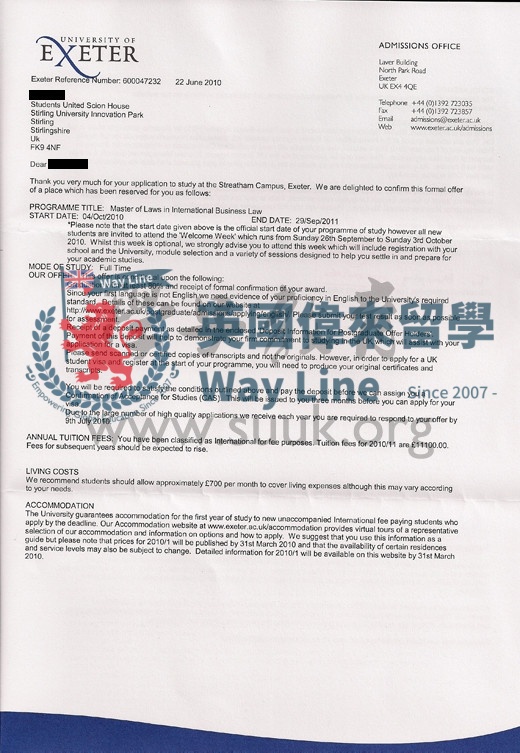 英國埃克塞特大學國際商務法學碩士