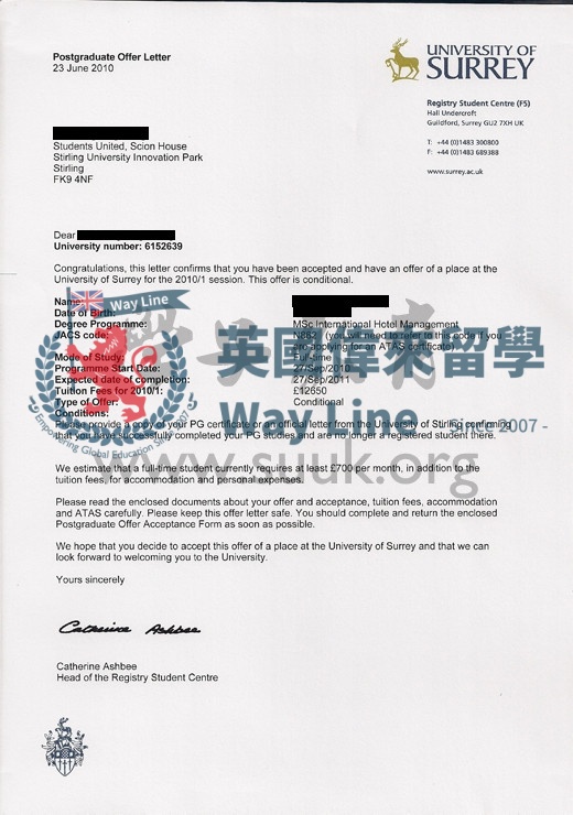 英國薩里大學管理學碩士