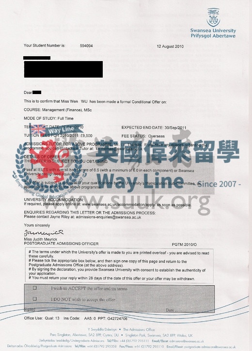 英國斯旺西大學管理(金融)學碩士