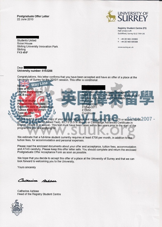 英國薩里大學國際商務管理學碩士