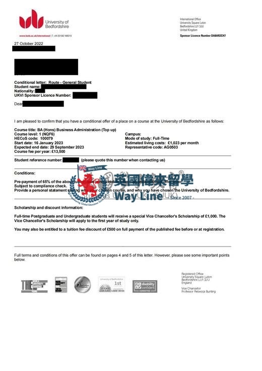 英國貝德福德郡大學工商管理學士（Top up）