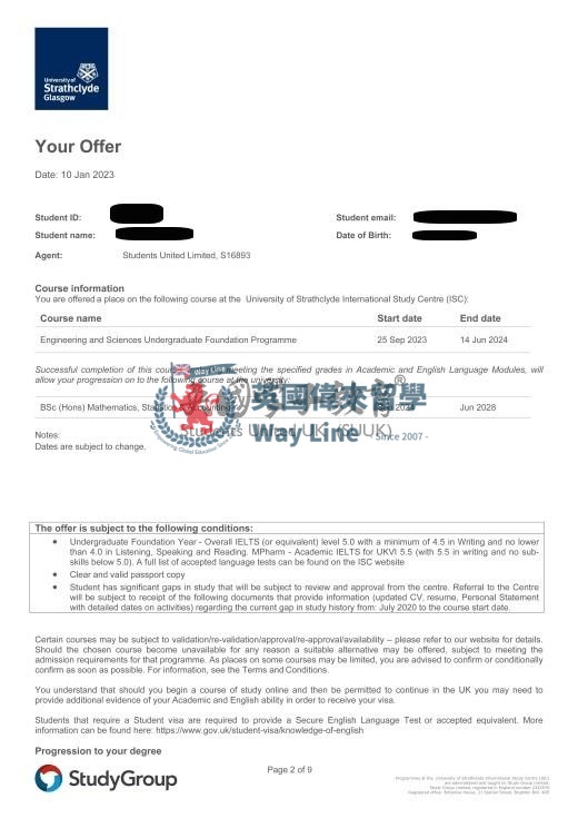 英國斯特拉斯克萊德大學工程與科學本科預科+數學、統計與會計理學學士