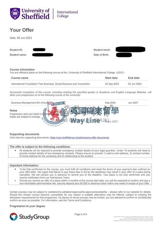 英國謝菲爾德大學商業、社會科學和人文學科國際預科+商務管理學士