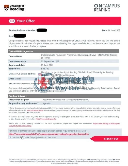 英國雷丁大學本科預科商科方向+商務管理（市場營銷）學士