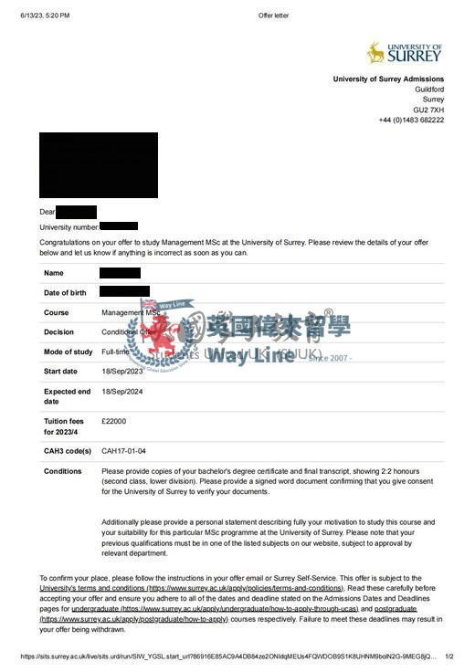 英國薩里大學管理學碩士