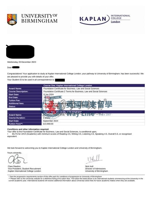 英國伯明翰大學商業、法律和社會科學預科+藝術史學士