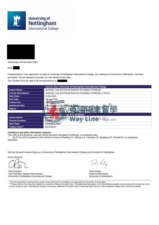 英國諾丁漢大學商業、法律和社會科學預科+藝術史學士