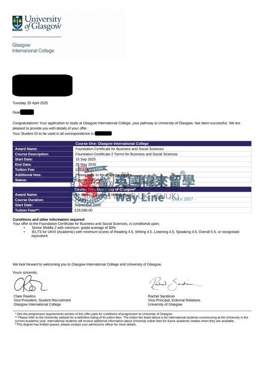 英國格拉斯哥大學商業與社會科學預科課程+商業與管理碩士